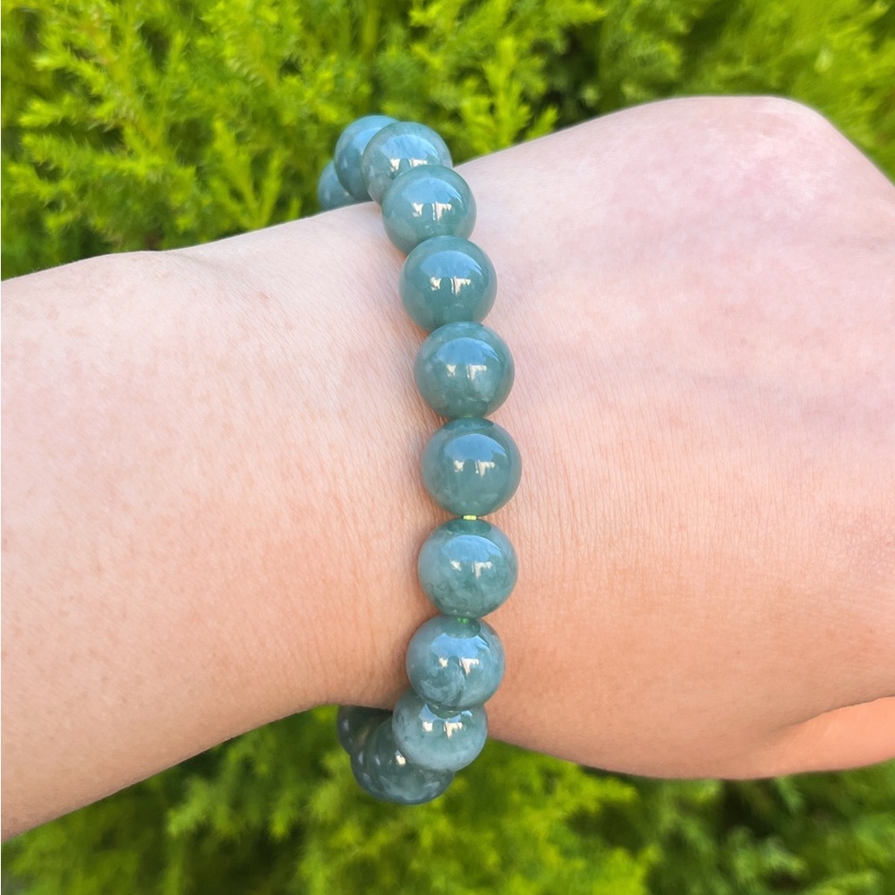 10mm Stretchable Blue Water‎ Jade Beaded Bracelet